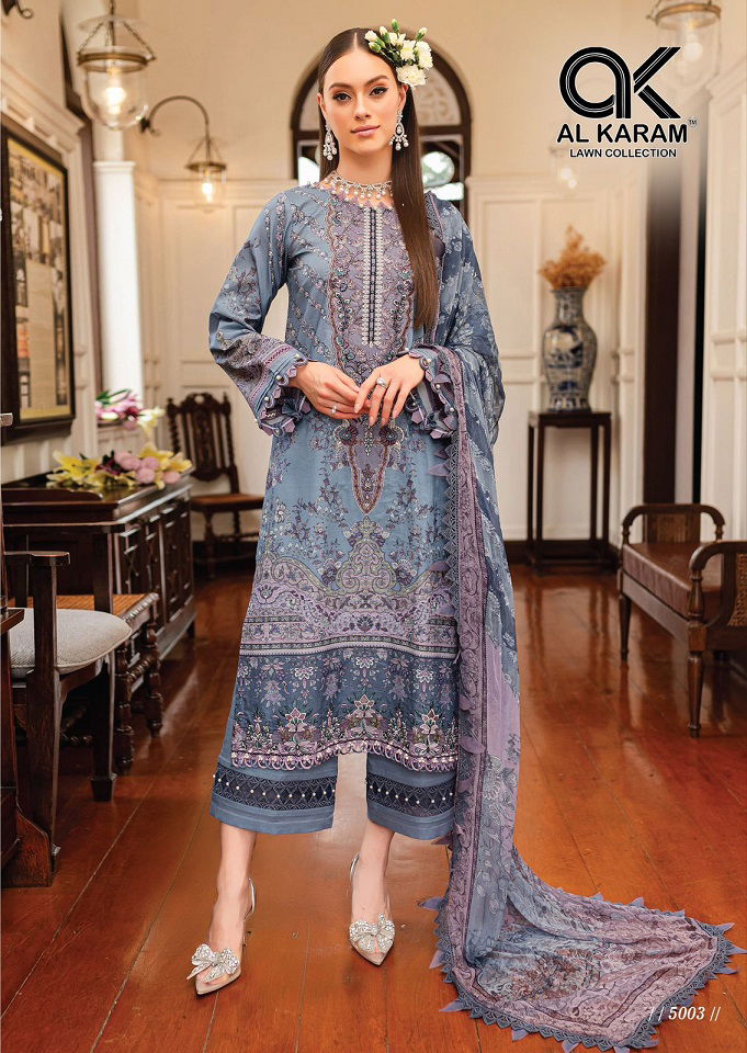 Queen Court Vol 5 By Al Karam Cambric Cotton Pakistani Dress Material Wholesale Online
